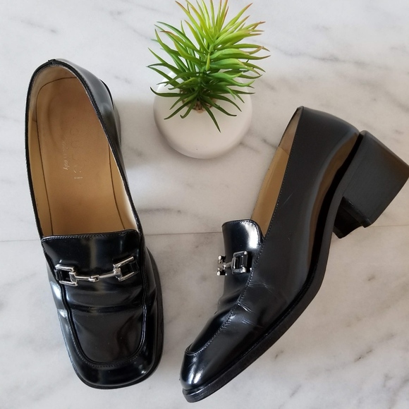 heeled gucci loafers